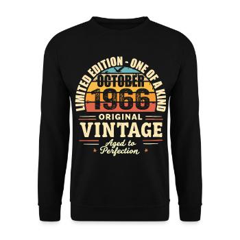 Rétro Octobre 1966 - birthday october 1966 - Sweat-shirt Unisexe - noir - Devant - Alina (178cm) & Michal (187cm)