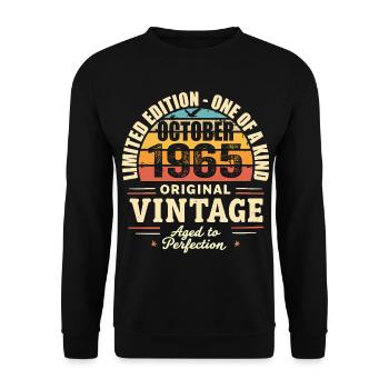 Retro October 1965 - birthday october 1965 - Unisex Sweatshirt - black - Front - Alina (178cm) & Michal (187cm)