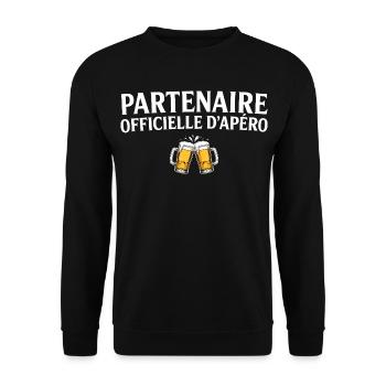 Offizieller Partner Apéro Paar Humor Apéro - Unisex Pullover - Schwarz - Vorne - Alina (178cm) & Michal (187cm)