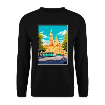 Vienna Austria Vintage Cityscape Art Illustration - Unisex Sweatshirt - black - Front - Alina (178cm) & Michal (187cm)