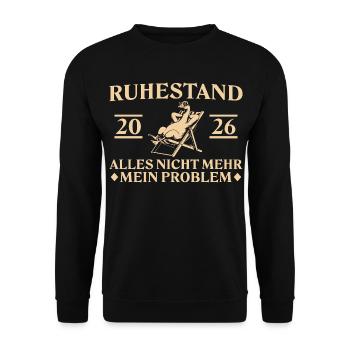 Retraite 2026 - Oie dans un transat - Sweat-shirt Unisexe - noir - Devant - Alina (178cm) & Michal (187cm)