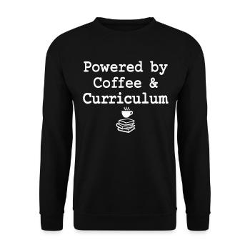 Powered by Coffee &amp; Curriculum Coffee Statement - Unisex Sweatshirt - black - Front - Alina (178cm) & Michal (187cm)