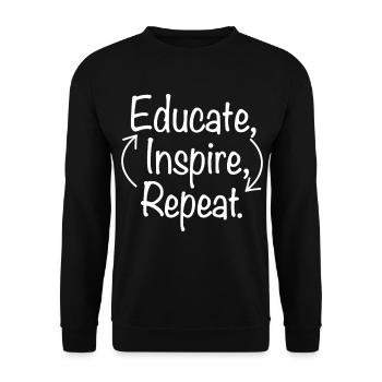 Educate Inspire Repeat Teacher Saying - Unisex Sweatshirt - black - Front - Alina (178cm) & Michal (187cm)