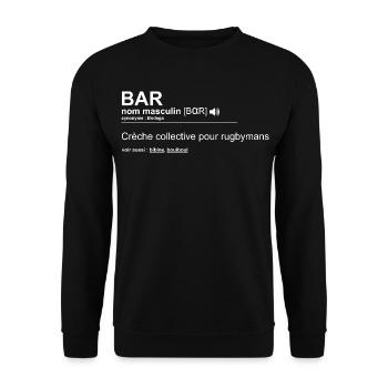 Bar Définition Humour Crèche Collective Rugbymans - Sweat-shirt Unisexe - noir - Devant - Alina (178cm) & Michal (187cm)