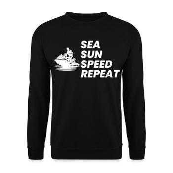 Lustige Jetski-Sommer-Geschwindigkeitswiederholung - Unisex Pullover - Schwarz - Vorne - Alina (178cm) & Michal (187cm)