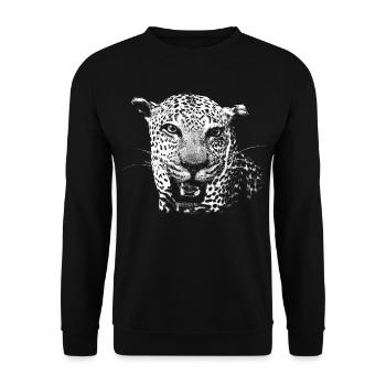 Leopard - Unisex Pullover - Schwarz - Vorne - Alina (178cm) & Michal (187cm)