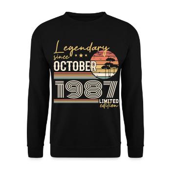 October 1987 Gift - Awesome Since October 1987 - Unisex Sweatshirt - black - Front - Alina (178cm) & Michal (187cm)