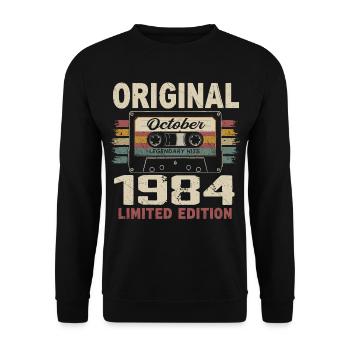 Born in October 1984 | Vintage Gift October 1984 - Unisex Sweatshirt - black - Front - Alina (178cm) & Michal (187cm)