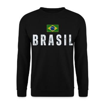 Ich liebe Brasilien, brasilianischen Stolz - Unisex Pullover - Schwarz - Vorne - Alina (178cm) & Michal (187cm)