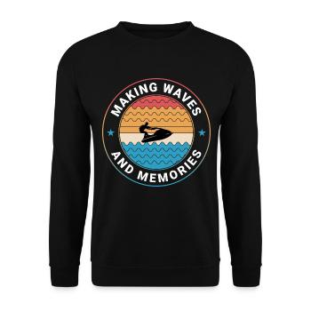 Retro Sonnenuntergang Wellenreiter - Unisex Pullover - Schwarz - Vorne - Alina (178cm) & Michal (187cm)
