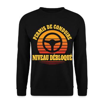 License Level Unlocked Gamer Driver - Unisex Sweatshirt - black - Front - Alina (178cm) & Michal (187cm)