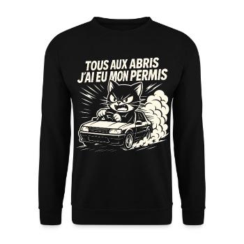Driver Gift Driver's License - Unisex Sweatshirt - black - Front - Alina (178cm) & Michal (187cm)