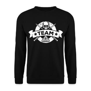 Eight Ball, Billardkugel, Billard Team, Name - Unisex Pullover - Schwarz - Vorne - Alina (178cm) & Michal (187cm)