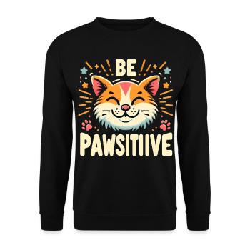 Be pawsitive cute cat - Unisex Sweatshirt - black - Front - Alina (178cm) & Michal (187cm)