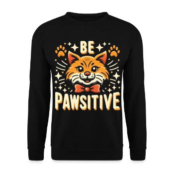 Be pawsitive cute cat - Unisex Sweatshirt - black - Front - Alina (178cm) & Michal (187cm)