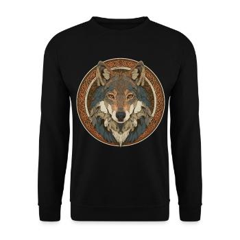 Loup légendaire à motif celtique - Sweat-shirt Unisexe - noir - Devant - Alina (178cm) & Michal (187cm)