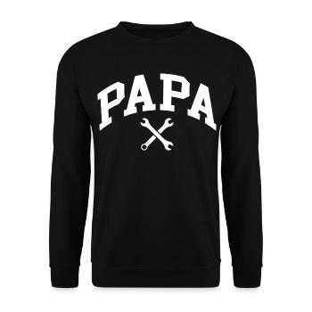 Dad with wrench - Unisex Sweatshirt - black - Front - Alina (178cm) & Michal (187cm)