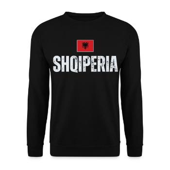 Fabriqué en Albanie, drapeau de l’Albanie - Sweat-shirt Unisexe - noir - Devant - Alina (178cm) & Michal (187cm)