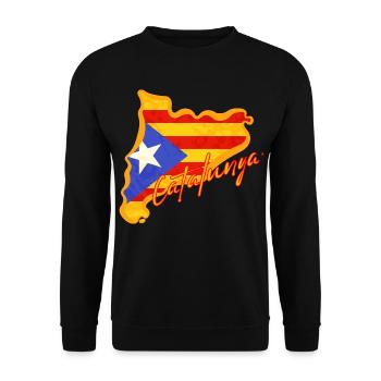 I love Catalonia, map of Catalonia - Unisex Sweatshirt - black - Front - Alina (178cm) & Michal (187cm)