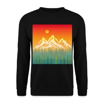 Berg-Natur-Sonnenuntergang - Unisex Pullover - Schwarz - Vorne - Alina (178cm) & Michal (187cm)