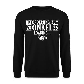 Onkel 2026 loading - Werdender Patenonkel - Unisex Pullover - Schwarz - Vorne - Alina (178cm) & Michal (187cm)