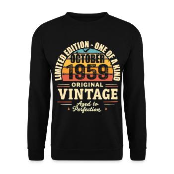 Retro Oktober 1959 - Geburtstag Oktober 1959 - Unisex Pullover - Schwarz - Vorne - Alina (178cm) & Michal (187cm)
