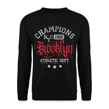 Brooklyn Athletic Vintage Logo - Sweat-shirt Unisexe - noir - Devant - Alina (178cm) & Michal (187cm)
