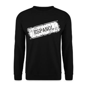 Lettrage Español minimaliste - Sweat-shirt Unisexe - noir - Devant - Alina (178cm) & Michal (187cm)