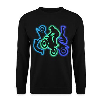 Dirt Biker Dirtbike Silhouetten Herren Motocross - Unisex Pullover - Schwarz - Vorne - Alina (178cm) & Michal (187cm)