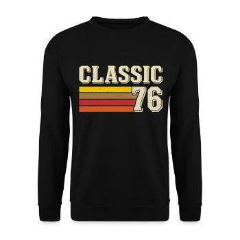 Retro Classic 76 – Born 1976 Vintage Birthday - Unisex Sweatshirt - black - Front - Alina (178cm) & Michal (187cm)