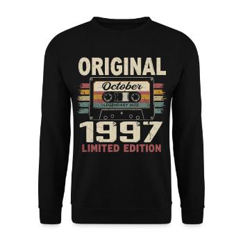 Born in October 1997 | Vintage Gift October 1997 - Unisex Sweatshirt - black - Front - Alina (178cm) & Michal (187cm)