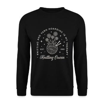 Le tricot est ma thérapie l’accumulation de fils tricoteuse drôle - Sweat-shirt Unisexe - noir - Devant - Alina (178cm) & Michal (187cm)