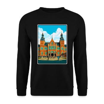 Rijksmuseum Niederlande Reiseplakat Cityscape - Unisex Pullover - Schwarz - Vorne - Alina (178cm) & Michal (187cm)