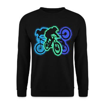 MTB mountain bike downhill silhouette mountain bike - Unisex Sweatshirt - black - Front - Alina (178cm) & Michal (187cm)
