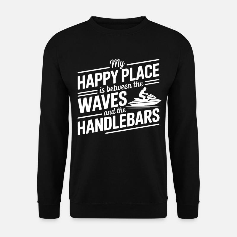 Between Waves & Handlebars Jetski Quote  - Unisex Sweatshirt - black