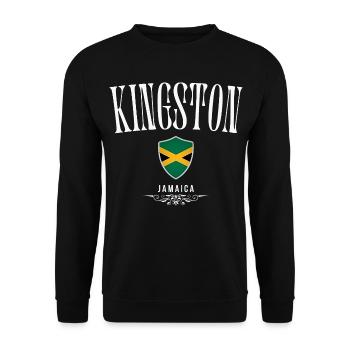 Kingston Jamaica, design minimaliste et élégant - Sweat-shirt Unisexe - noir - Devant - Alina (178cm) & Michal (187cm)