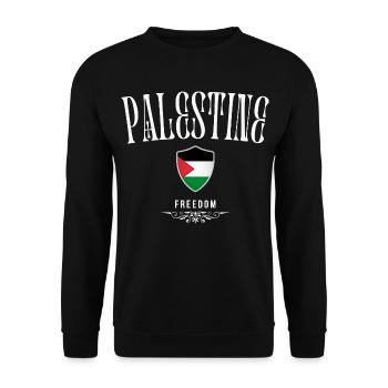 Palestine, minimalist elegant design - Unisex Sweatshirt - black - Front - Alina (178cm) & Michal (187cm)