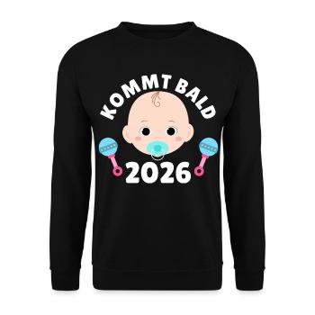 Future maman PROCHAINEMENT 2026 Drôle - Sweat-shirt Unisexe - noir - Devant - Alina (178cm) & Michal (187cm)