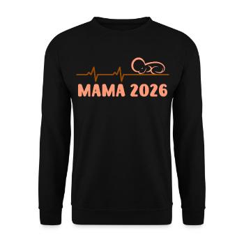 Future maman MAMA 2026 Bébé arrive Drôle - Sweat-shirt Unisexe - noir - Devant - Alina (178cm) & Michal (187cm)