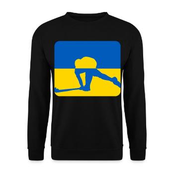 Ukraine Frieden Hockey Design - Unisex Pullover - Schwarz - Vorne - Alina (178cm) & Michal (187cm)
