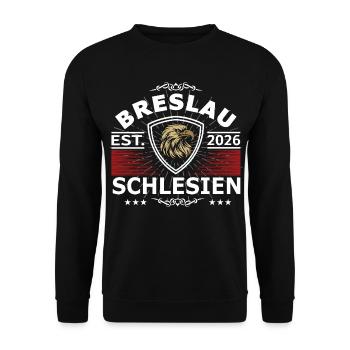 Breslau Adler – Schlesisches Wappen Design - Unisex Pullover - Schwarz - Vorne - Alina (178cm) & Michal (187cm)
