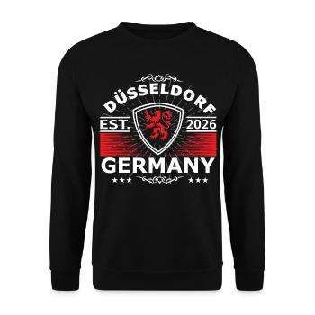 Düsseldorf Design – Proud of the city - Unisex Sweatshirt - black - Front - Alina (178cm) & Michal (187cm)