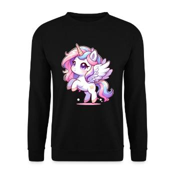 Magisches Einhorn - Unisex Pullover - Schwarz - Vorne - Alina (178cm) & Michal (187cm)