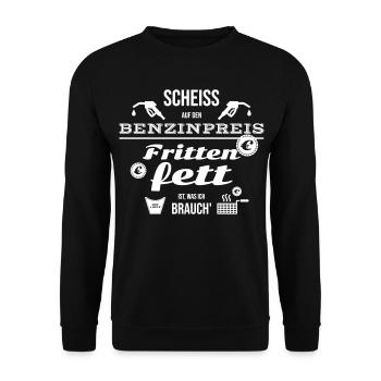 T-shirt design : prix de l'essence et crise des frites - Sweat-shirt Unisexe - noir - Devant - Alina (178cm) & Michal (187cm)
