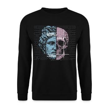 Digital Split Ancient Face Skull Art Design - Unisex Sweatshirt - black - Front - Alina (178cm) & Michal (187cm)