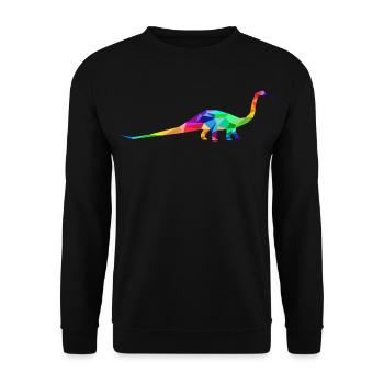 Colorful long-necked dinosaur made of polygons - Unisex Sweatshirt - black - Front - Alina (178cm) & Michal (187cm)