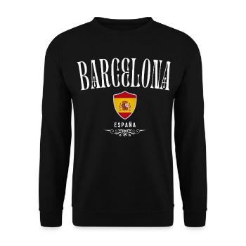 Ich liebe Barcelona, Barcelona Spanien - Unisex Pullover - Schwarz - Vorne - Alina (178cm) & Michal (187cm)