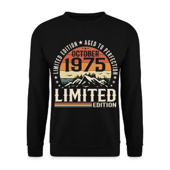Geboren im Oktober 1975 - Vintage-Geschenk Oktober 1975 - Unisex Pullover - Schwarz - Vorne - Alina (178cm) & Michal (187cm)
