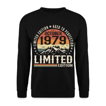 Né en octobre 1979 - cadeau millésime Octobre 1979 - Sweat-shirt Unisexe - noir - Devant - Alina (178cm) & Michal (187cm)