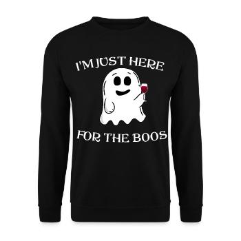 Je suis juste ici pour le Boo Wine Ghost Halloween - Sweat-shirt Unisexe - noir - Devant - Alina (178cm) & Michal (187cm)